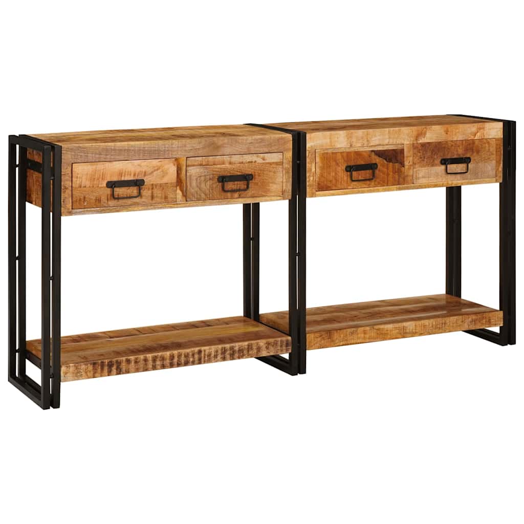 Console Tables 2 pcs Brown 160 x 33 x 75 cm Solid Mango wood